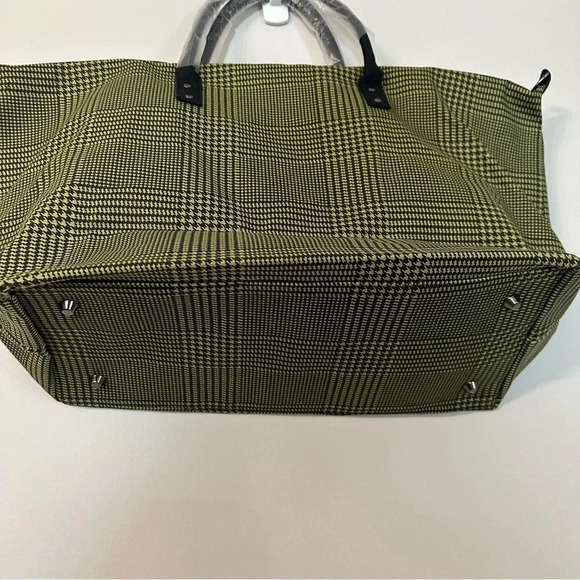 Lulu Dharma Green & Black Houndstooth Frasier Weekender Zip-Up Bag NWT - Picture 3 of 9